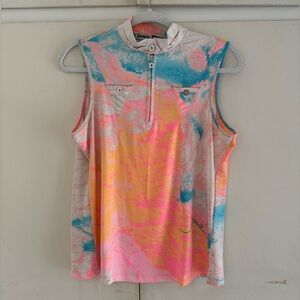 Jamie Sadock women’s golf sleeveless top Lava Print in Yum Yum neon pastel